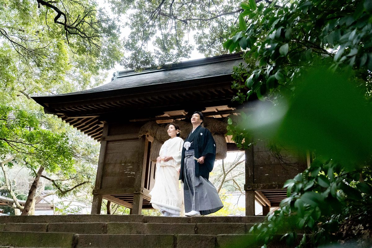 出雲市 結婚式前撮り 神社での和装ロケーション撮影
