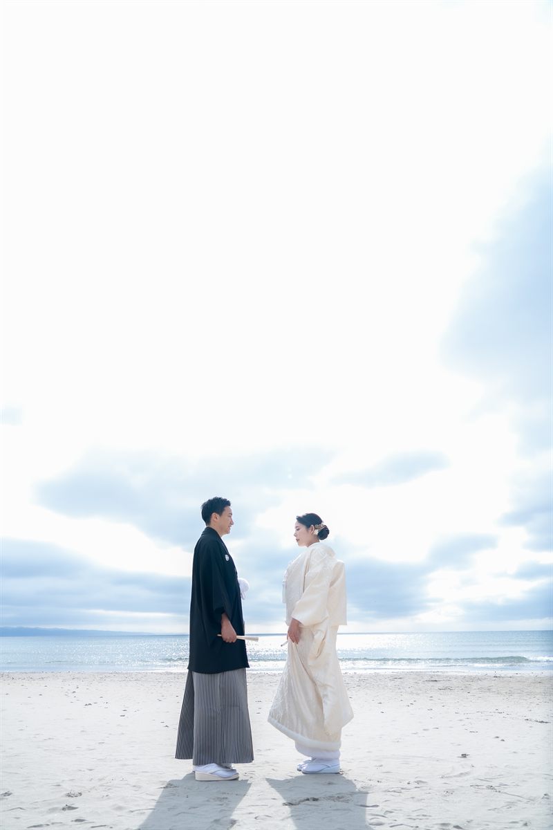 出雲市 結婚式前撮り 海辺でのロケーション撮影
